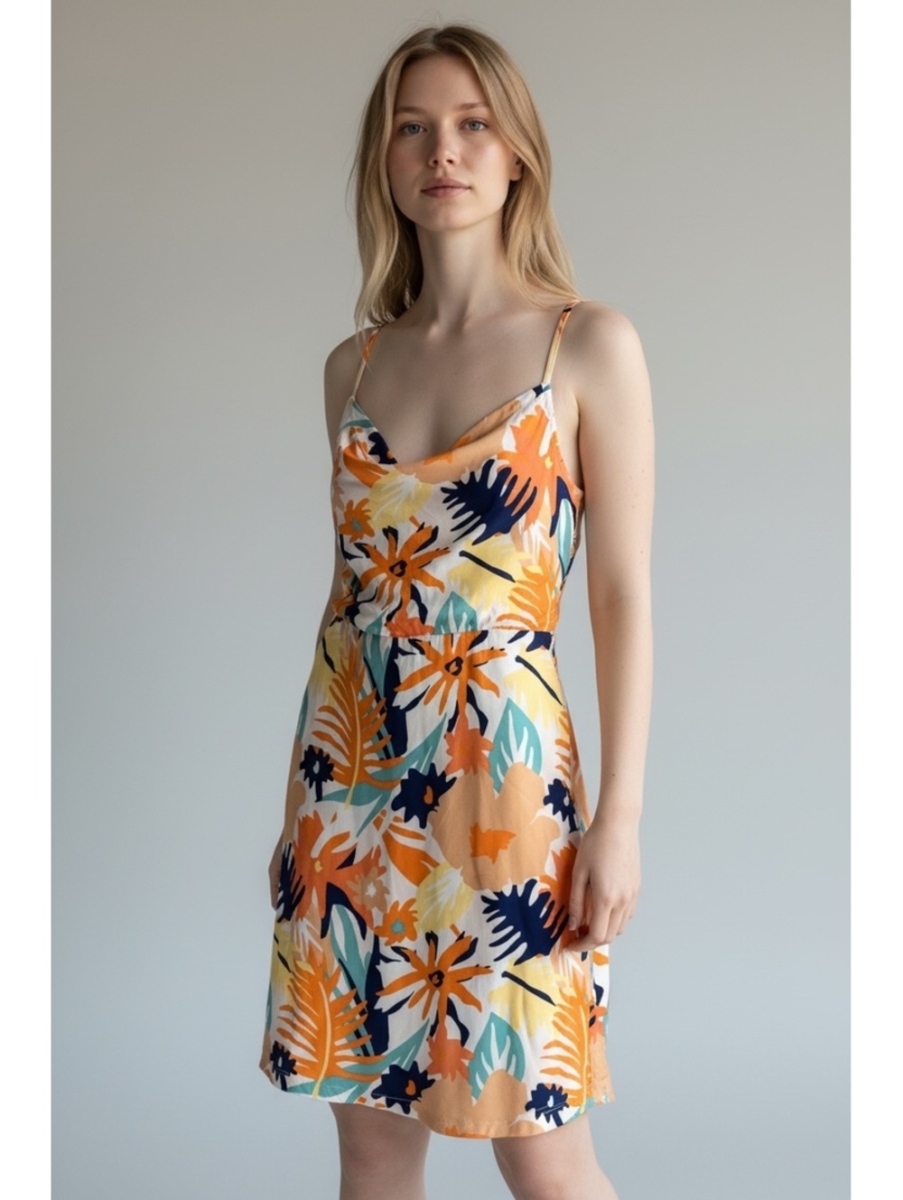 Roxy Sunny Weather Floral Print Spaghetti Strap Dress Medium